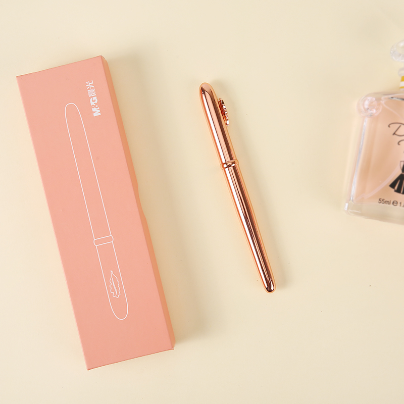 Fashion Elegant Rose Gold 0.5mm Fountain Pen with Gift Box High-end Metal Ink Pens for Student and Women Writing Stationery