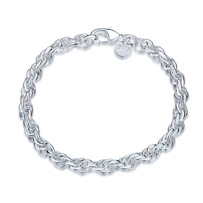 Round popcorn lady's 925 silver bracelet JSPB513; New arrival girl women sterling silver plated Chain link bracelets