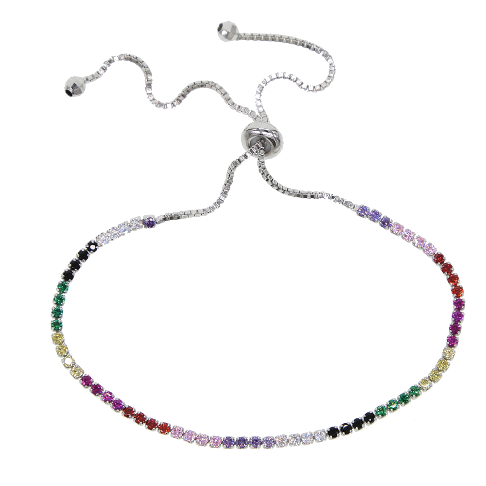 rainbow cz tennis bracelet for women new design fashion trendy jewelry bright colorful multi color stone fashion fashion jewelry