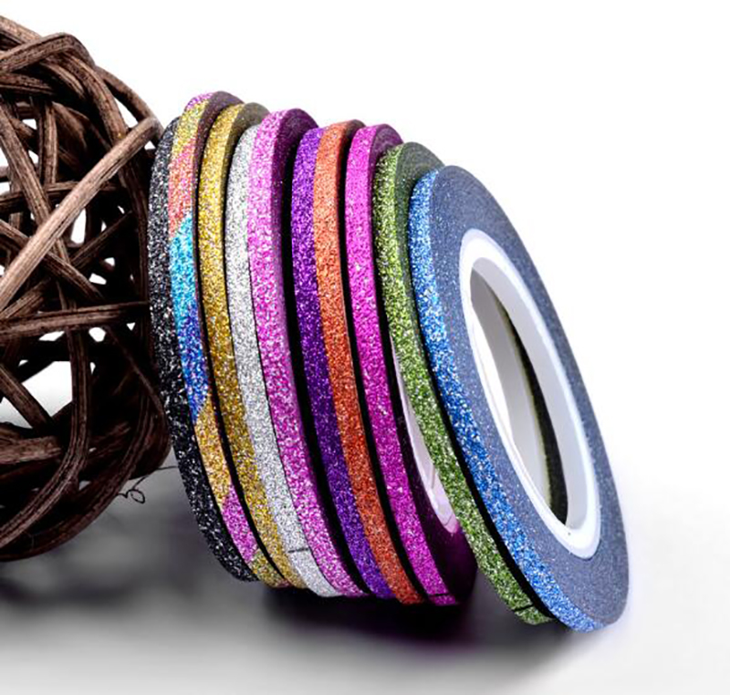 nail art decoration kit Charms 1 Roll 1mm/2mm/3mm Glitter Nail Striping Tape Line For Nails DIY Decoration Nail Art Stickers rolls Beauty Accessories