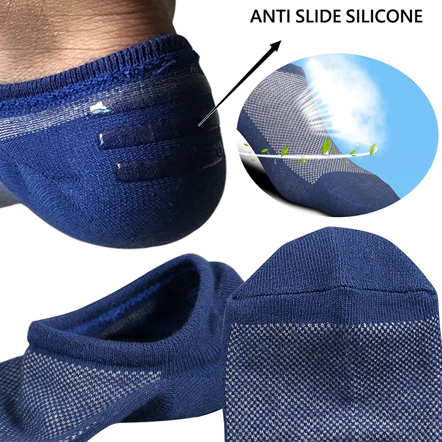 No Show Socks Men6 Pairs Mens Cotton Low Cut Socks NonSlip Grips Casual Low Cut Boat Sock Size 61146306887703213