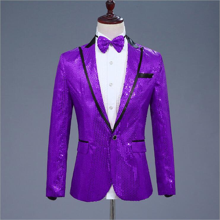 Men Sequin Suits Blazers Seven Colours Costume Jackets Nightclub Singer Suits Coats Peaked Lapel One Button Presenter Costume For Sale