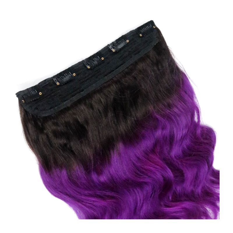1B/violet Body Wave Hot Selling Wholesale One Piece Clip In Human Hair Extensions 5Clips With Lace Remy Human Hair