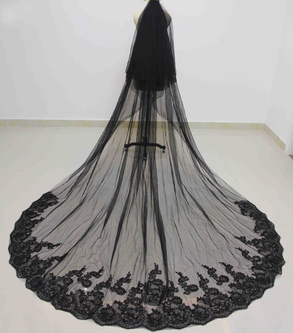 Black Long Lace Beads Wedding Bridal Veil Bride Hair Accessory Bridal Veils With Free Comb Custom Made, Ivory
Black Long Lace Beads Wedding Bridal Veil Bride Hair Accessory Bridal Veils With Free Comb Custom Made, Ivory