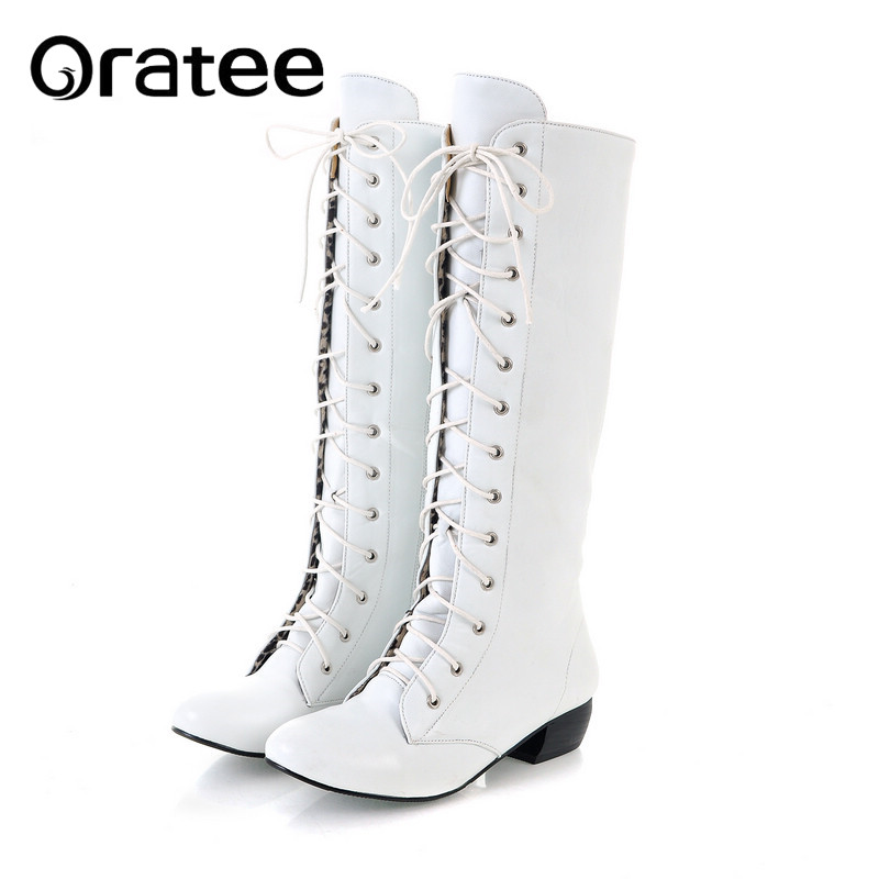Large Size 43 Lace Up Knee High Boots Women Autumn Soft Leather Fashion White Square Heel Woma, Black
Large Size 43 Lace Up Knee High Boots Women Autumn Soft Leather Fashion White Square Heel Woma, Black