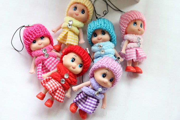 Cute Kids Toys Soft Interactive Baby Dolls Toy Key Chain, Mini Doll Keychain For Girls Key Ring Key Holder