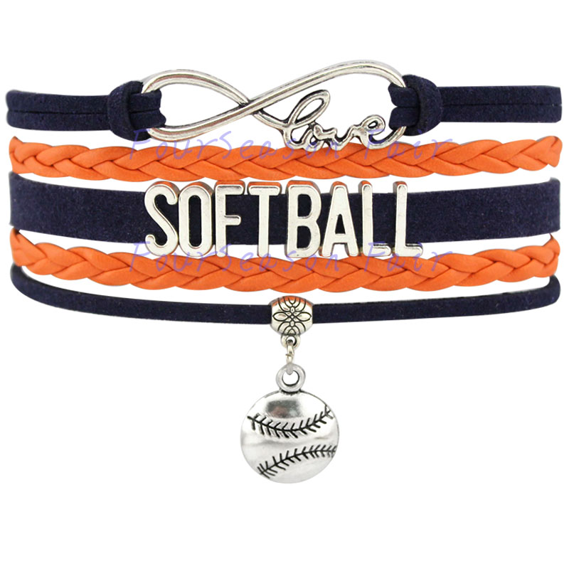 Custom -Infinity Love Softball Charm Bracelet For Baseball Team Fans Wax Cords Wrap Braided Leather Adjustable Bracelet Bangles
Custom -Infinity Love Softball Charm Bracelet For Baseball Team Fans Wax Cords Wrap Braided Leather Adjustable Bracelet Bangles