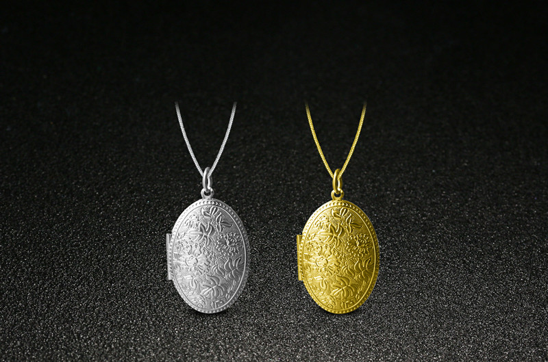 Vintage Photo Locket Necklace 925 Silver Plated Jewelry Pendant Necklace Women Gift Free Shipping