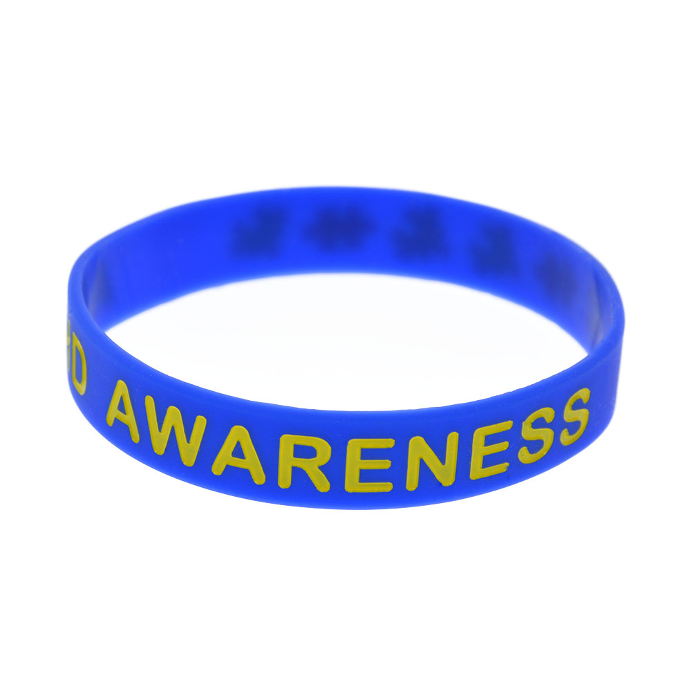 100PCS ADHD Awareness Silicone Rubber Bracelet Multicolour Jigsaw Decoration Logo For charity fund Activity Promotional Gift
