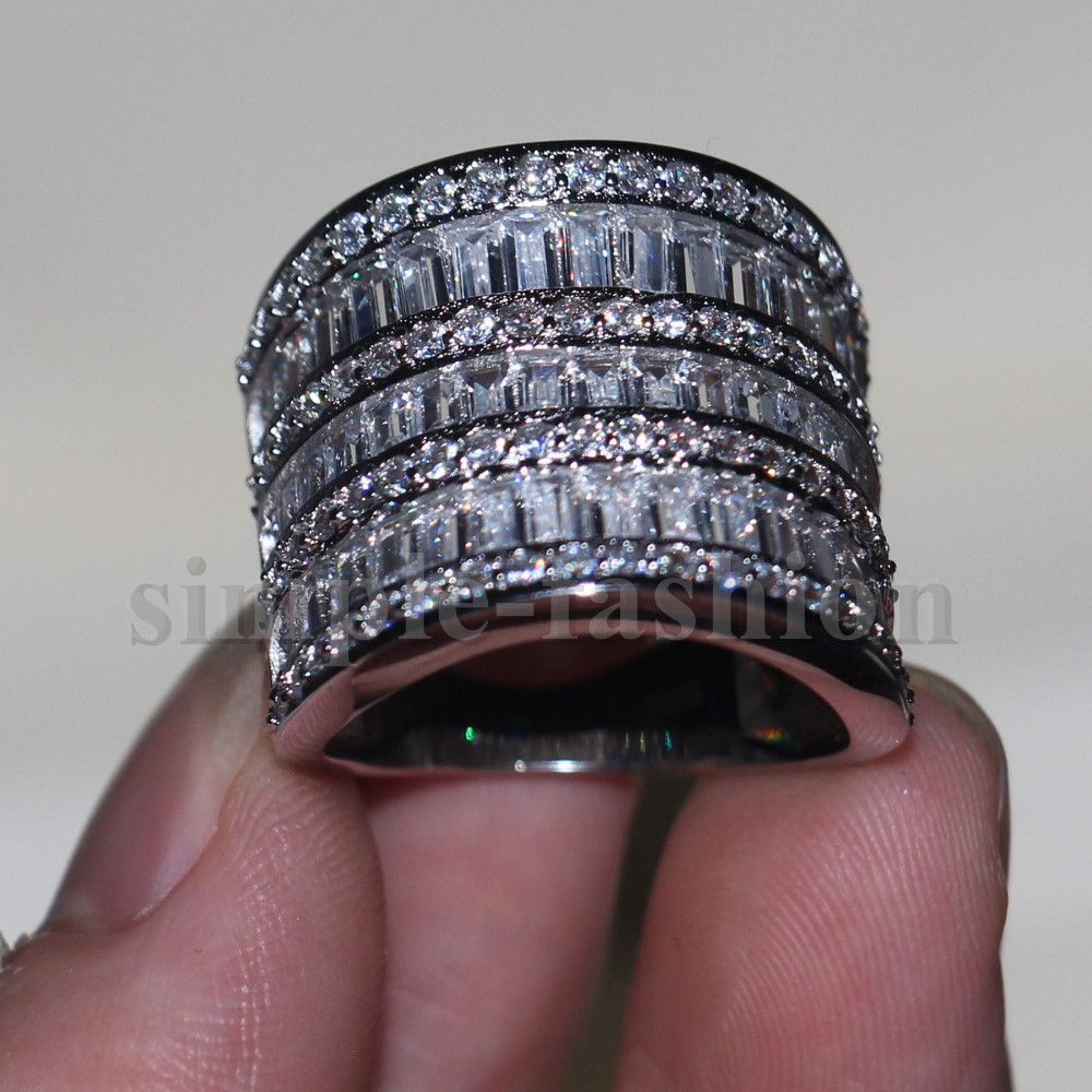 Unique Big Women wedding band ring Cocktail Jewelry 925 Sterling silver T Shape 5A zircon cz Female Engagement Ring