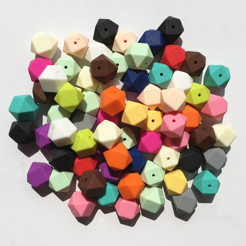 232MM Biggest Geometric Hexagon Silicone Beads DIY Lot of 100pcs Hexagon Loose Individual Silicone Beads in 30 Colors
