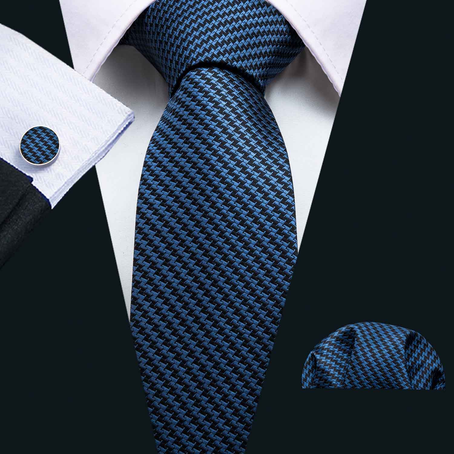US Warehouse Silk Tie Blue black Luxury Tie Gift Set Classic Tie for Men with Cufflink Pocket Square for Wedding Party Business N-5010
US Warehouse Silk Tie Blue black Luxury Tie Gift Set Classic Tie for Men with Cufflink Pocket Square for Wedding Party Business N-5010