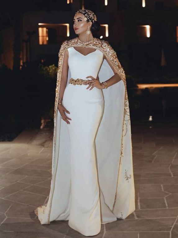 ashi studio mermaid prom dresses with cloak luxury lace applique beads formal evening gowns v neck floor length party dress