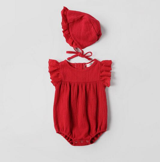 Ins Baby kids summer 2 Pieces Set girl 100% cotton ruffles sleeve romper + hat kids elegant clothing sets 2 colors, Red
Ins Baby kids summer 2 Pieces Set girl 100% cotton ruffles sleeve romper + hat kids elegant clothing sets 2 colors, Red