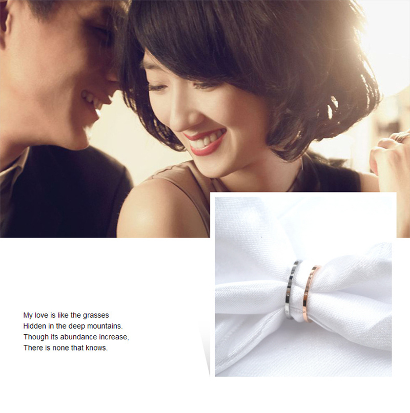 Fashion Silver Titanium Steel Gloss Ring, Titanium Steel Jewellery Couple Rings Women Rose Gold Rings Dots Japan and South Korea Wind