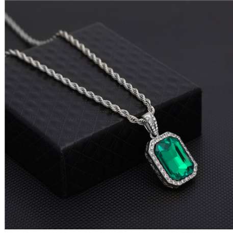 Hip Hop Vintage Golden Bling Iced Out Stainless Steel Chain Mini Stone Pendants Necklaces For Men Women Charm Crystal Jewelry