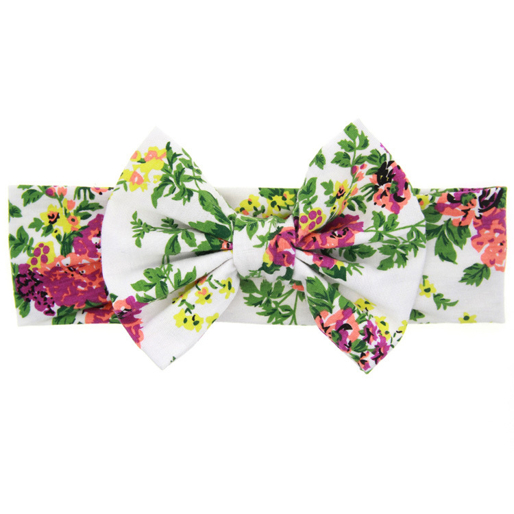 New Baby Kids Bohemia Bow Headbands Girls Children Flower Imprint Big Bowknot Hairbands Headwear for Kids Hair Accessories KHA250