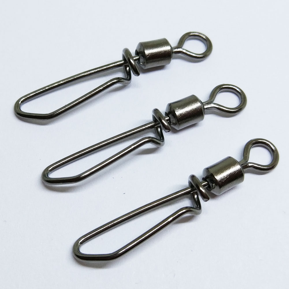 200pcslot Stainless Fishing Swivels Snap Freshwater Saltwater Rolling Swivel with Tshape Snap Quick Change Snap Crap Fishing Con