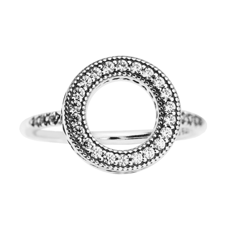 Compatible with jewelry ring silver Hearts of Halo rings White Crystal 100% 925 sterling silver jewelry wholesale DIY For Women