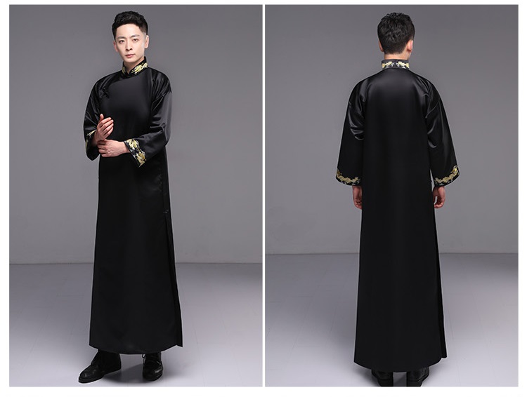 New traditional Chinese costume Men Cheongsam embroidered gown male Hanfu Tang suit outfit Republic of China Gown Dress ethnic clothing