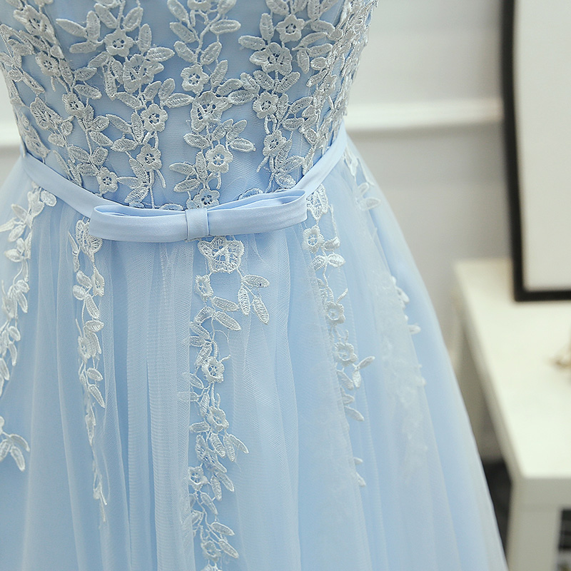 Lovely Sky Light Blue Homecoming Dresses Short Party Dresses Zipper Back Soft Tulle Lace Dress Real Pictures