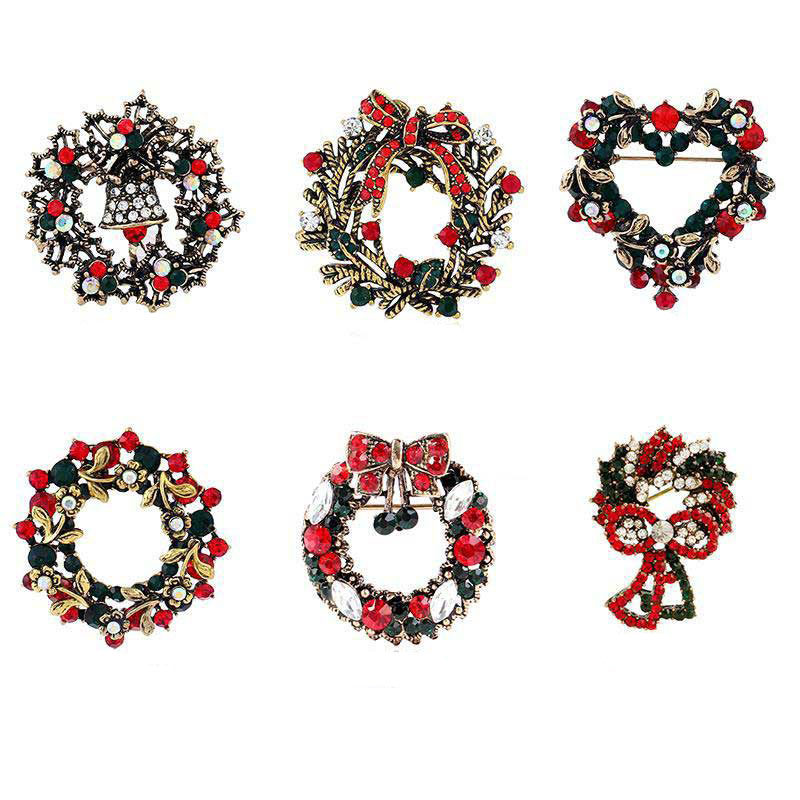 Retro Christmas Wreath Bell Crystal Brooch Pin for Children Breastpin X'mas Gift Rhinestone Clothes Accessories Decor Enamel Badge Lapel Pin
Retro Christmas Wreath Bell Crystal Brooch Pin for Children Breastpin X'mas Gift Rhinestone Clothes Accessories Decor Enamel Badge Lapel Pin