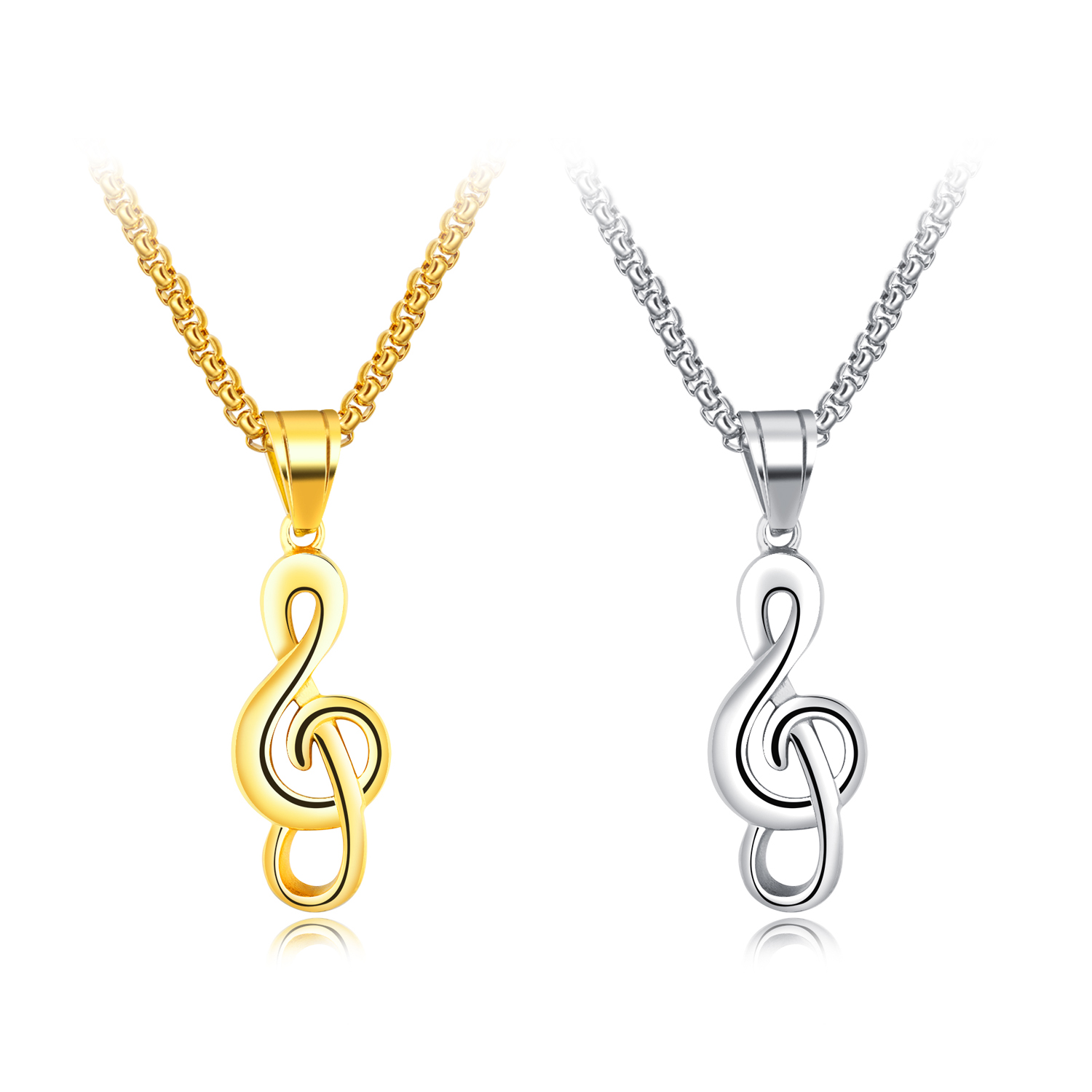 Men's Stainless Steel Hip Hop Musical Note Charm Pendant Necklace with 24" Chain Gift for Music Lovers, Silver
Men's Stainless Steel Hip Hop Musical Note Charm Pendant Necklace with 24" Chain Gift for Music Lovers, Silver