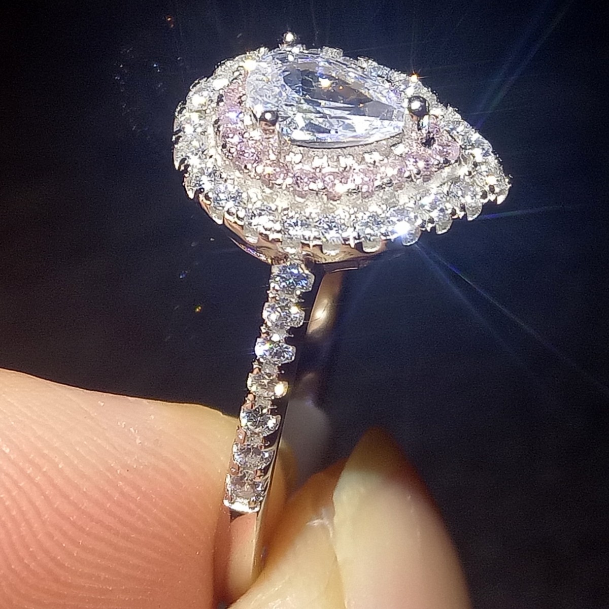 Pure 925 Sterling Silver choucong Stunning Luxury Jewelry Pink&White Sapphire CZ Diamond Gemstones Party Wedding Band Ring for Women Gift