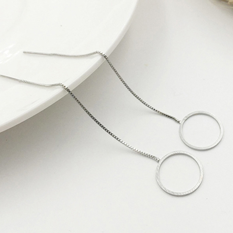 S925 Silver Long Drop Earrings Jewelry Simple Geometric Shape Earring Classic Fashion Women Girls Child Gift