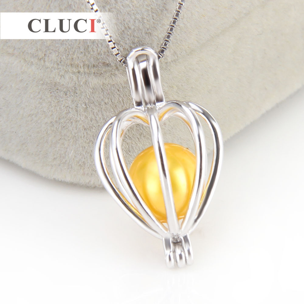 CLUCI Heart cage pendant 925 sterling silver pearl pendant 3pcs, Beads Holder Accessories for Women Authentic Silver Jewelry S18101607