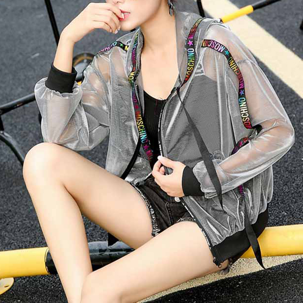 Summer Thin Mesh Loose Rainbow Jacket Hoodies Beach Style Coat Sexy Version Outwear Hiphop