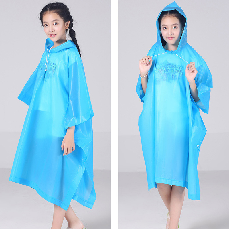 Reusable Children Raincoat Cartoon Transparent Waterproof Rainproof Rain Coat Kids Hooded Cloak Type Poncho Student Rainsuit