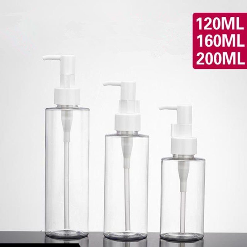 

120ml 160ml 200ml Empty Plastic Oil bottle white lotion pump stopper Empty Cleaning oil bottle essential coconut container F709