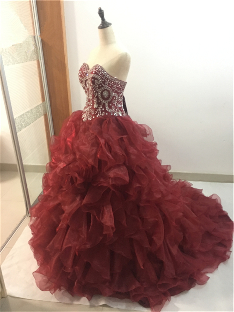 2018 Elegant Crystal Ball Gown Quinceanera Dresses With Beading Organza Sweet 16 Dress Plus Size Lace Up Vestido De 15 Anos BQ14, Same as picture
2018 Elegant Crystal Ball Gown Quinceanera Dresses With Beading Organza Sweet 16 Dress Plus Size Lace Up Vestido De 15 Anos BQ14, Same as picture