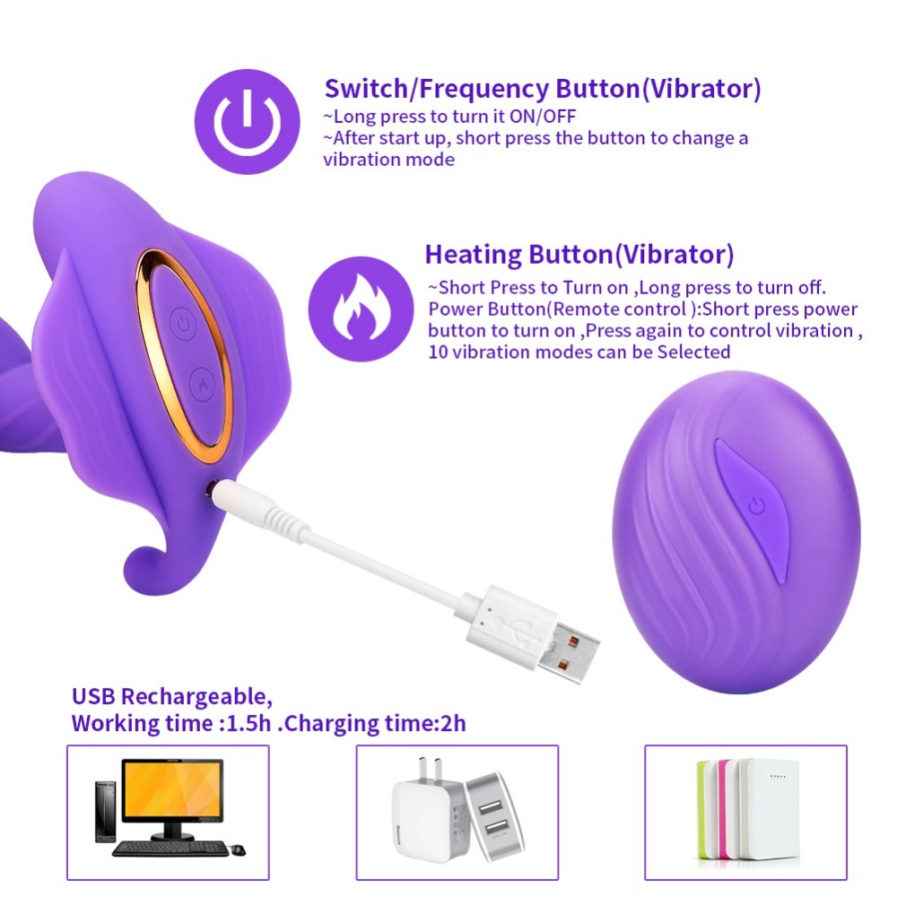 Smart Heating 2 Motors Remote Control Vibrator Female Masturbation Wearable Panties Dildo Vibrators 10 Speed Sex Toys for Woman Y18101501 - view 7