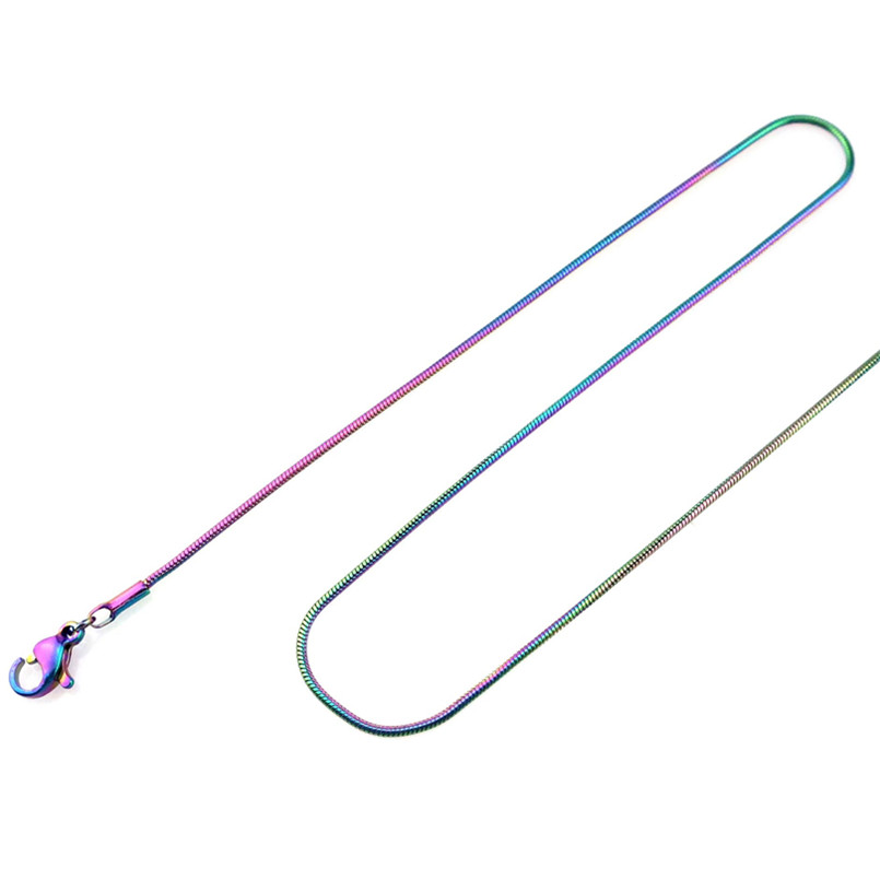 1.2mm Rainbow Color Chain Necklace 22" Stainless Steel Chain 22inch