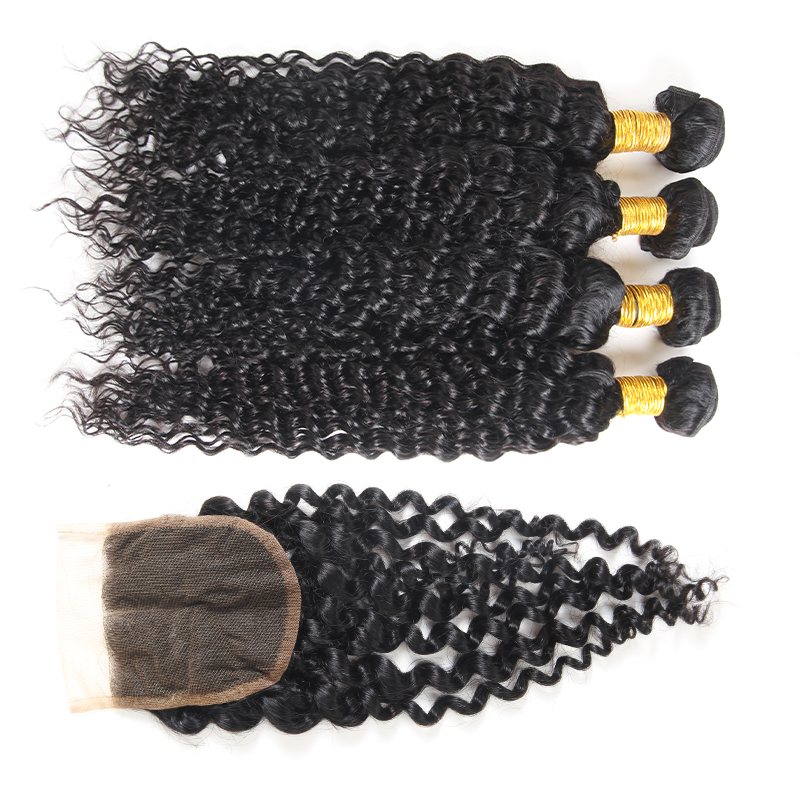 Brazilian Virgin Hair Straight 4 Bundles with Frontal Body Water Deep Wave Human Virgin Hair with Closure Kinky Curly Human Hair Extensions