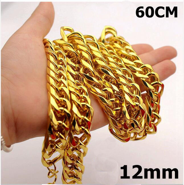 New Big Yellow Solid Gold Filled Cuban Chain Necklace Thick Men's Jewelry Women's Cool for dad boyfriend birthday gift B2, Silver
New Big Yellow Solid Gold Filled Cuban Chain Necklace Thick Men's Jewelry Women's Cool for dad boyfriend birthday gift B2, Silver