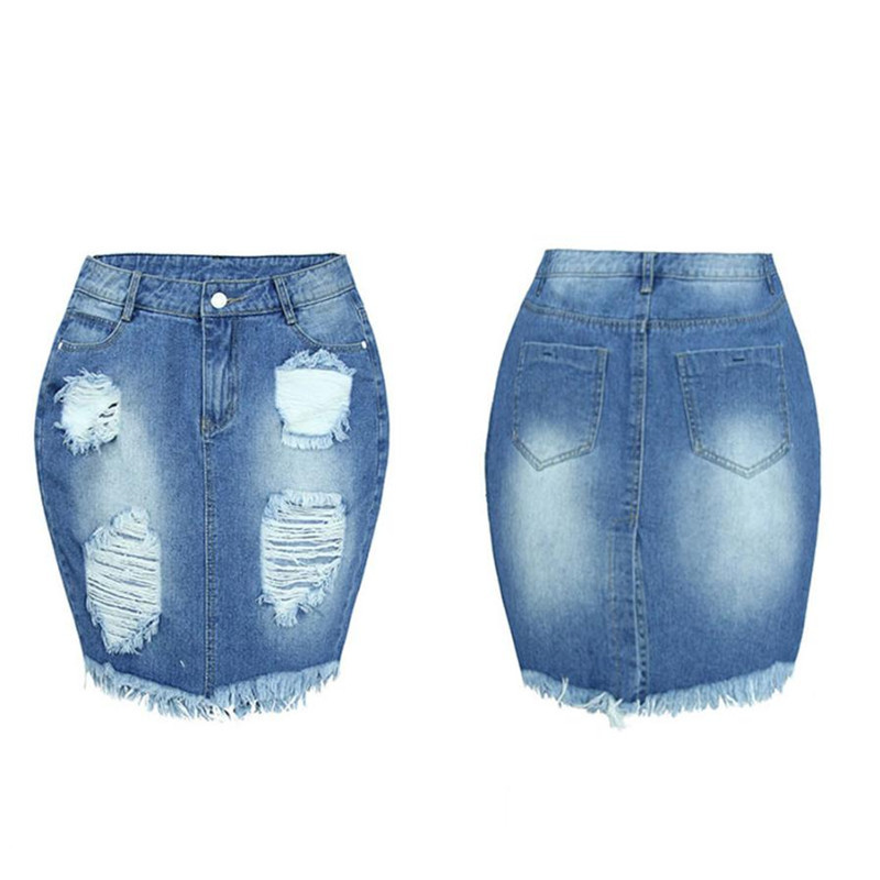 Feitong Fashion Women Denim Skirt Jeans 2018 Fashion Vintage Sexy High Waist Ripped Skinny Short Mini Pencil Skirt faldas mujer S916