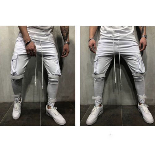 Hip Hop Harem 2018 Male Trousers Mens Joggers Solid Multi-pocket Pants Plus Size M-XXXL C18111201