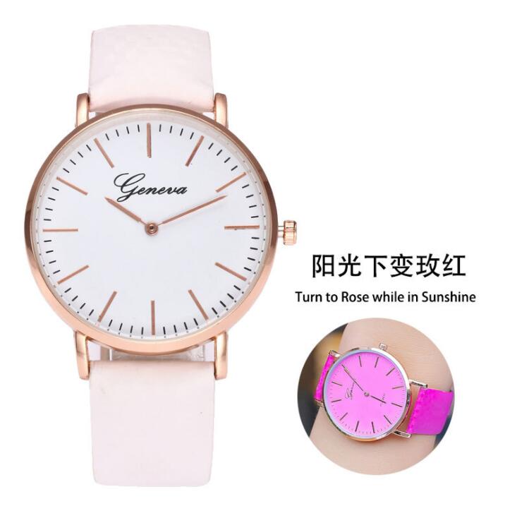 Sun Watches Geneva Change Color White Fashion Quartz women wristwatch analog vintage thermochromic Temperature Discolor clock
Sun Watches Geneva Change Color White Fashion Quartz women wristwatch analog vintage thermochromic Temperature Discolor clock