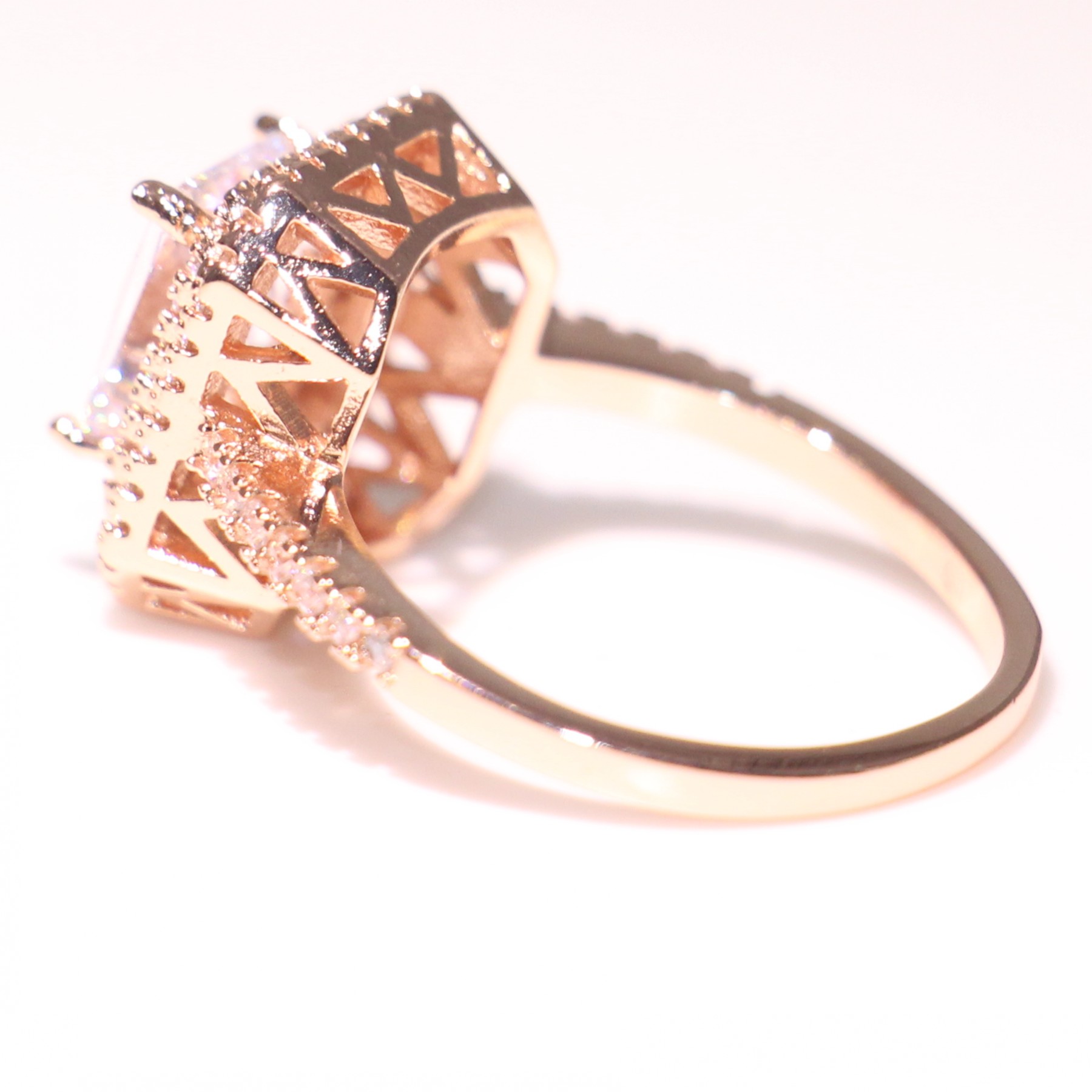 2018 New Arrival Sparkling Luxury Jewelry 925 Sterling Silver&Rose Gold Fill Princess Cut Topaz CZ Diamond Gemstones Wedding Band Ring Gift