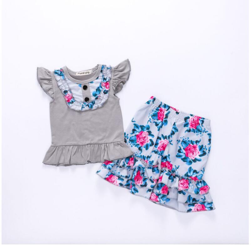 Baby Girl Grey Flying Sleeve T-shirt and Rose Print Pants Set Baby Summer Short Pant Suit Kids Boat Neck Tops and Trousers Two Pieces, As picture
Baby Girl Grey Flying Sleeve T-shirt and Rose Print Pants Set Baby Summer Short Pant Suit Kids Boat Neck Tops and Trousers Two Pieces, As picture