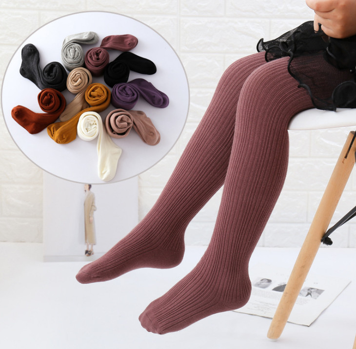 Kids Vertical Stripe Leggings Children Cotton Knitting Tight Pants Girl Dance Stocking Pantyhose 10 Pcs Wholesale