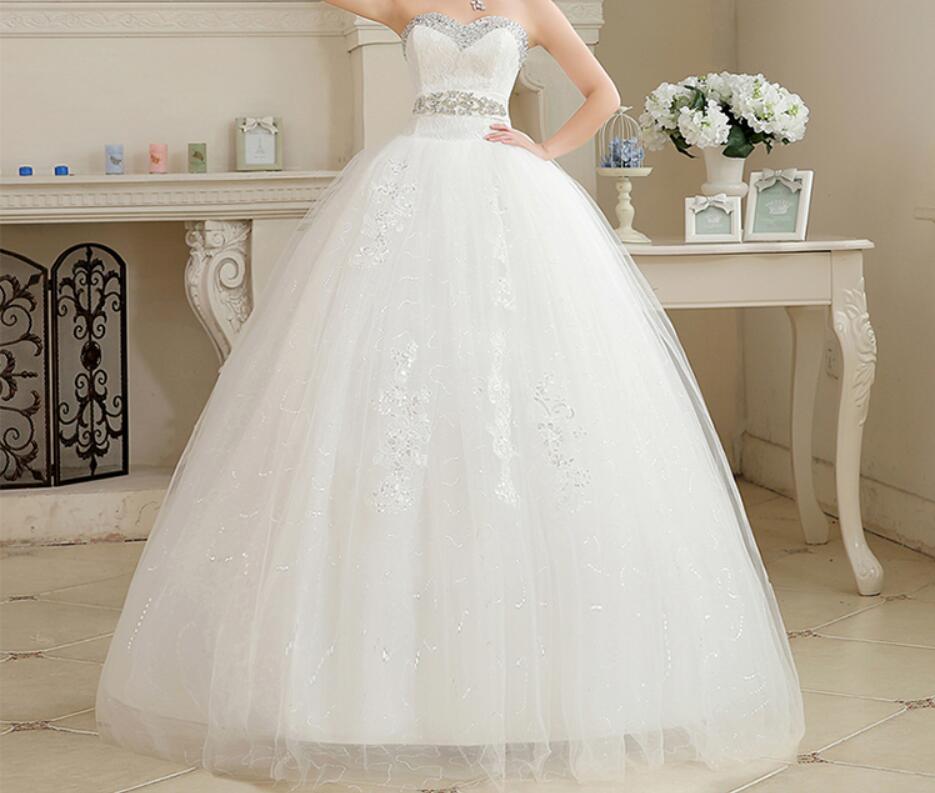 Lace With Crystal Wedding Dress 2018 New Fashionable Married Cheap Wed Dresses Plus Size Elegant vestidos de renda