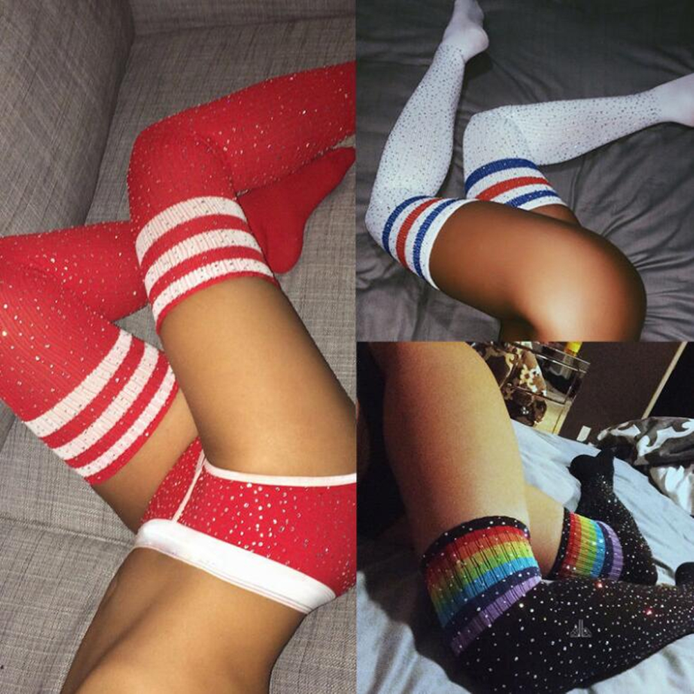 New Style Bling Glitter Over Knee Long Boot socks Fashion Women's Rhinestones Sexy Thigh High Long Stockings, Remark the color
New Style Bling Glitter Over Knee Long Boot socks Fashion Women's Rhinestones Sexy Thigh High Long Stockings, Remark the color