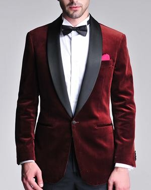 Customize Burgundy Velvet Groom Tuxedos Shawl Lapel One Button Groomsmen Men Formal Suits Business Prom Suit (Jacket+Pants+Tie)NO:69