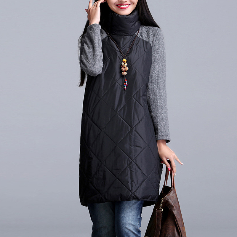 2018 Plus Size Autumn Dress,Casual Patchwork Turtleneck Robe long sleeve warm winter dress,big size Spring dress M- 5XL 6XL 7XL D18110606