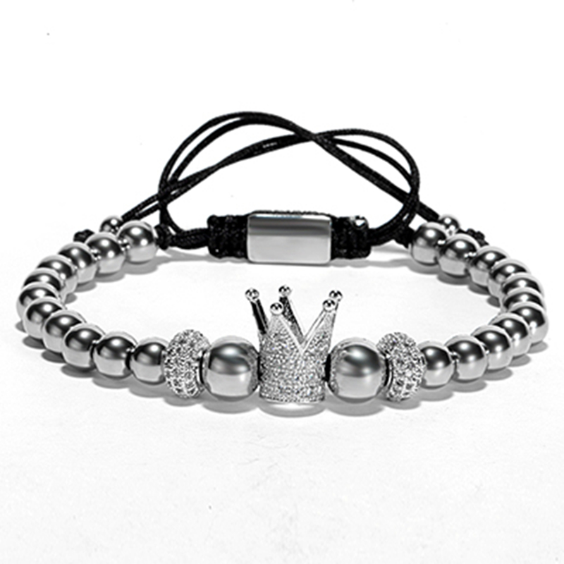 Charm bracelets 6mm golden metal titanium steel beads bracelet bangles Crown Woven jewelry Gift Valentine's Day Holiday Christmas