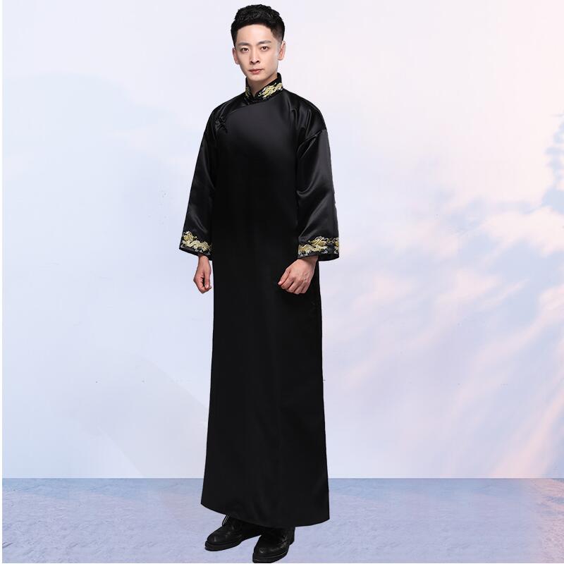 New traditional Chinese costume Men Cheongsam embroidered gown male Hanfu Tang suit outfit Republic of China Gown Dress ethnic clothing